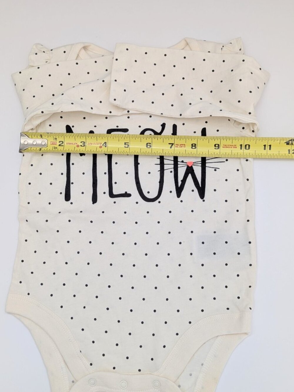 GAP Baby (12-18 Months) Cream/Black Polka Dot "MEOW" Bodysuit/Onesie - Picture 12 of 13